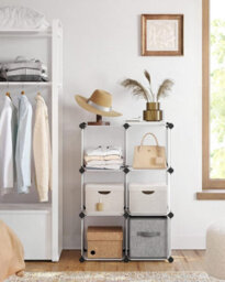 Songmics 6-Cube Storage Plastic Organiser, Wardrobe Divider, Bookcase Shelf, Shoe Rack Cabinet Shelving Unit, For Clothes Clothing Kids Toy