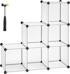 Songmics 6-Cube Storage Plastic Organiser, Wardrobe Divider, Bookcase Shelf, Shoe Rack Cabinet Shelving Unit, For Clothes Clothing Kids Toy - thumbnail 3