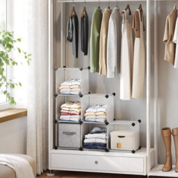 Songmics 6-Cube Storage Plastic Organiser, Wardrobe Divider, Bookcase Shelf, Shoe Rack Cabinet Shelving Unit, For Clothes Clothing Kids Toy - thumbnail 2