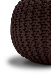 Knitted Pouffe Chunky Round Footstool Ottoman 100% Cotton Handmade Chocolate - thumbnail 4