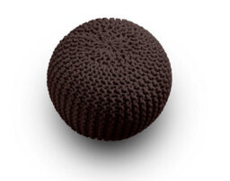 Knitted Pouffe Chunky Round Footstool Ottoman 100% Cotton Handmade Chocolate - thumbnail 3