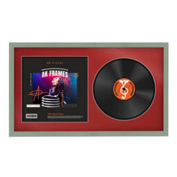 "30X17"" Green Classic Vinyl Record Frame With Crimson Mount For 12 Inch Lp Album Cover & Disc - Ak Frames" - thumbnail 1