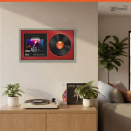 "30X17"" Green Classic Vinyl Record Frame With Crimson Mount For 12 Inch Lp Album Cover & Disc - Ak Frames" - thumbnail 5