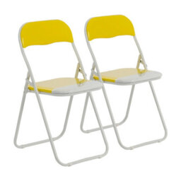 Harbour Housewares Coloured Padded Folding Chairs - Yellow - Pack Of 2