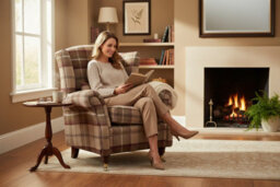 Wing Chair Original Fireside High Back Armchair P And S Balmoral Mulberry Check Real Fabric - thumbnail 4