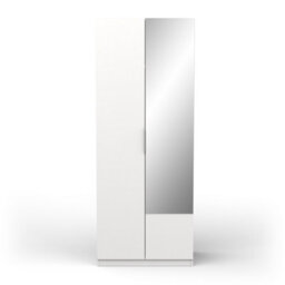 FurniComp LTD Furnicomp Chicago Matt White 2 Door 80Cm Narrow Compact Mirrored Wardrobe - thumbnail 2