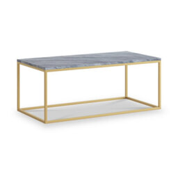 Pimlico Grey Marble 101Cm Rectangular Coffee Table - Gold Metal Frame - By Roseland Furniture
