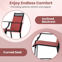Costway Set Of 2 Outdoor Patio Chairs Home Fabric Bar Stools W/ Footrest - thumbnail 8