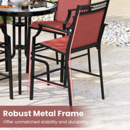Costway Set Of 2 Outdoor Patio Chairs Home Fabric Bar Stools W/ Footrest - thumbnail 7