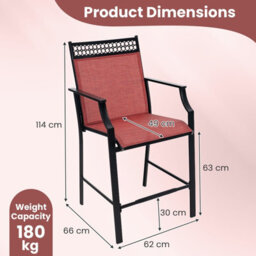 Costway Set Of 2 Outdoor Patio Chairs Home Fabric Bar Stools W/ Footrest - thumbnail 2