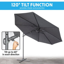 Loops Premium 3M Banana Parasol Grey & 92L Base Set Easy Tilt & Swivel Garden Umbrella - thumbnail 5