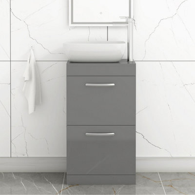 Royal Bathrooms 500mm Floor Standing Vanity Unit 2 Drawer Indigo Grey Gloss & Countertop Basin - Elva - image 1