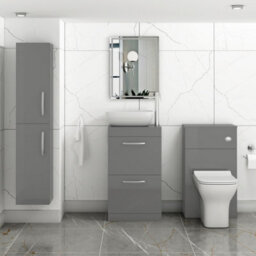 Royal Bathrooms 500mm Floor Standing Vanity Unit 2 Drawer Indigo Grey Gloss & Countertop Basin - Elva - thumbnail 2