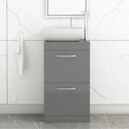 Royal Bathrooms 500mm Floor Standing Vanity Unit 2 Drawer Indigo Grey Gloss & Countertop Basin - Elva - thumbnail 1