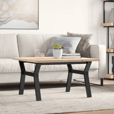 Berkfield Coffee Table Y-Frame 80X80X45.5 Cm Solid Wood Pine And Steel - image 1