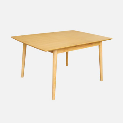 Sweeek - Lina Rectangular Extendable Dining Table In Rubberwood And Natural Oak Veneer 4 To 6 Seats 110/140 X 100 X 75 Cm - image 1
