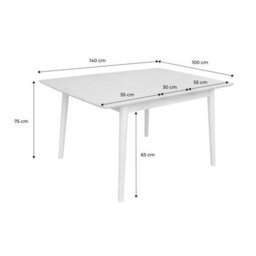 Sweeek - Lina Rectangular Extendable Dining Table In Rubberwood And Natural Oak Veneer 4 To 6 Seats 110/140 X 100 X 75 Cm - thumbnail 8