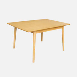Sweeek - Lina Rectangular Extendable Dining Table In Rubberwood And Natural Oak Veneer 4 To 6 Seats 110/140 X 100 X 75 Cm - thumbnail 1