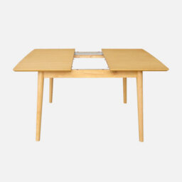 Sweeek - Lina Rectangular Extendable Dining Table In Rubberwood And Natural Oak Veneer 4 To 6 Seats 110/140 X 100 X 75 Cm - thumbnail 4