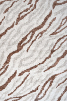 The Rugs Moodi Shaggy Light Beige/terra Savara Rug Runner Abstract Thick High Pile For Living Rooms, Bedrooms, Hallways, Kitchens - image 1