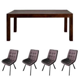 Dakota Mango Wooden 4Ft Medium Dining Table Set With 4 Chairs - thumbnail 1