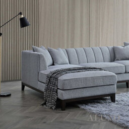 Aluxo Cooper Boucle Left Hand Corner Sofa Lhf 5 Seater Dolphin Grey Medium Firm - thumbnail 2