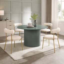 Ohs Madison Ribbed Round Dining Table Wood Effect - Woodland Green - thumbnail 1