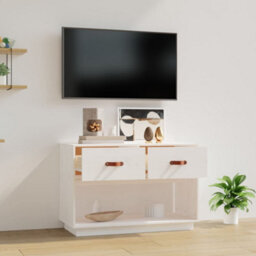 Walplus Tv Cabinet White 90X40X60 Cm Solid Wood Pine - thumbnail 3