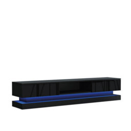 Tv Unit Bloom 180Cm - Black With Gloss Doors And Led Lights - thumbnail 8