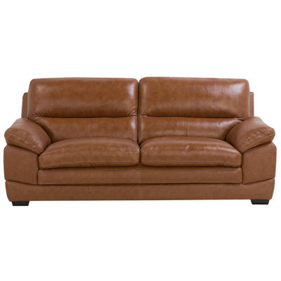 Beliani Sofa 3 Seater Horten Leather Golden Brown - image 1