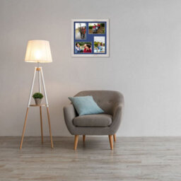AK Frames 12X12 White Rustic Modern Multi Photo Frame With Blue Mount - Holds 4 Apertures (4X) 6X4 Photos - thumbnail 3