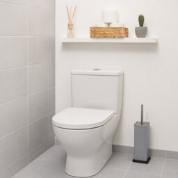 Harbour Housewares 2X Matt Grey Toilet Brushes With Holder - Square Brush Non Slip Base Rust Resistant Toilet Cleaning Brush Set - thumbnail 7