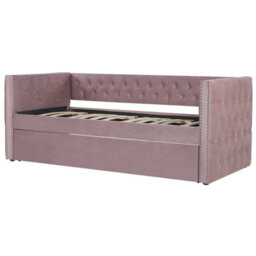 Beliani Trundle Bed Velvet Gassin 90 X 200 Cm (Eu Single) Pink - thumbnail 6