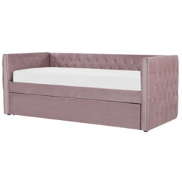 Beliani Trundle Bed Velvet Gassin 90 X 200 Cm (Eu Single) Pink - thumbnail 4