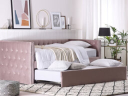 Beliani Trundle Bed Velvet Gassin 90 X 200 Cm (Eu Single) Pink - thumbnail 2