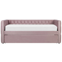 Beliani Trundle Bed Velvet Gassin 90 X 200 Cm (Eu Single) Pink - thumbnail 8