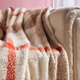 OHS Check Tassel Sherpa Fleece Throw Ultra Soft Cosy Blanket - thumbnail 6