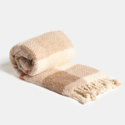 OHS Check Tassel Sherpa Fleece Throw Ultra Soft Cosy Blanket - thumbnail 1