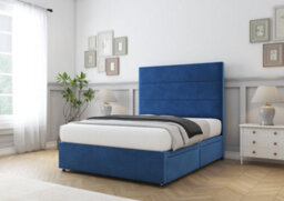 "Comfort Rosa Navy Plush Divan Bed Base 2 Drawers Same Side - 26"" Strutted  4' Small Double" - thumbnail 4
