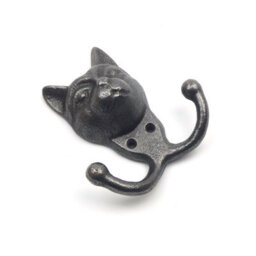 Oakcrafts - Antique Cast Iron Novelty Cat Coat Hook - 110mm X 100mm - thumbnail 3