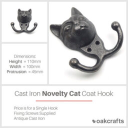 Oakcrafts - Antique Cast Iron Novelty Cat Coat Hook - 110mm X 100mm - thumbnail 2