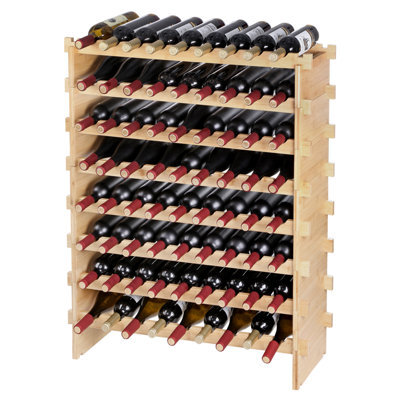 Vevor 72 Bottle Stackable Modular Wine Rack, 8-Tier Solid Bamboo Wood Storage Racks, Floor Freestanding Wines Holder - image 1