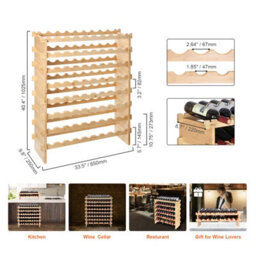 Vevor 72 Bottle Stackable Modular Wine Rack, 8-Tier Solid Bamboo Wood Storage Racks, Floor Freestanding Wines Holder - thumbnail 7