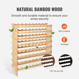 Vevor 72 Bottle Stackable Modular Wine Rack, 8-Tier Solid Bamboo Wood Storage Racks, Floor Freestanding Wines Holder - thumbnail 6