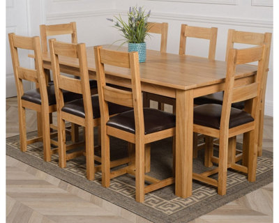 That's Furniture Oslo 180 X 90 Cm Large Oak Dining Table And 8 Chairs Dining Set With Lincoln Chairs - image 1