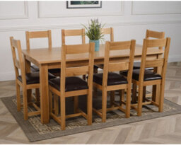 That's Furniture Oslo 180 X 90 Cm Large Oak Dining Table And 8 Chairs Dining Set With Lincoln Chairs - thumbnail 3