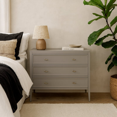 Wyld Haus Salvador Mist Grey Wood Grain 3-Drawer Chest With Brushed Brass Handles - image 1