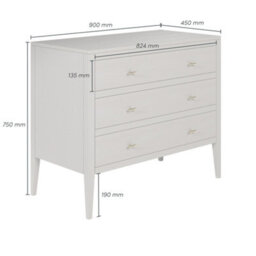 Wyld Haus Salvador Mist Grey Wood Grain 3-Drawer Chest With Brushed Brass Handles - thumbnail 3