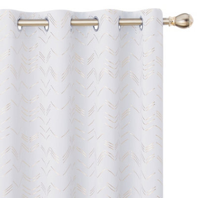 Deconovo Foil Printed Room Darkening Curtains Thermal Insulated Eyelet Curtains Bedroom Curtains 66 X 54 Inch Silver Grey 2 Panels - image 1