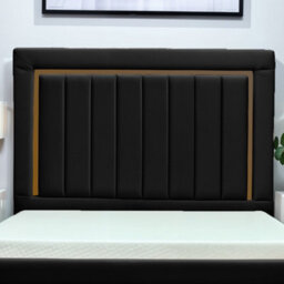UKBEDFURNITURE Princess Black Plush Valvet Upholstered Bed Frame - Slatted Base With 10 Inch Orthopedic Mattress - 48 Inch Headboard - thumbnail 2